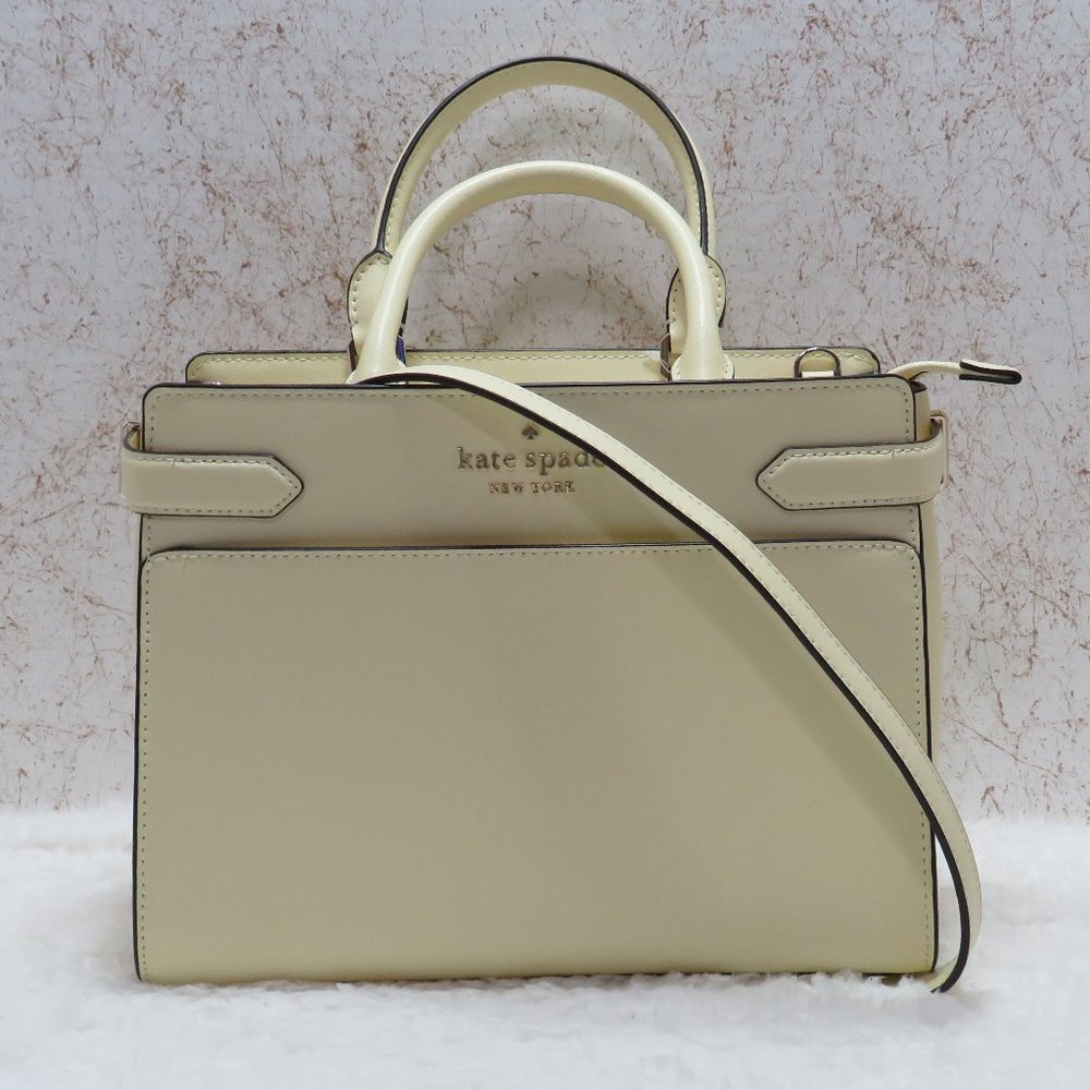 Kate Spade Staci Saffiano Medium Satchel (Lemon Fondant)